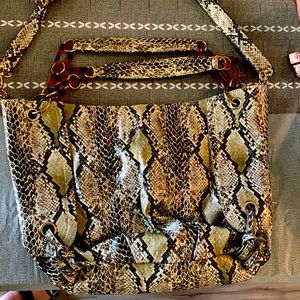 Snake skin pleather tote